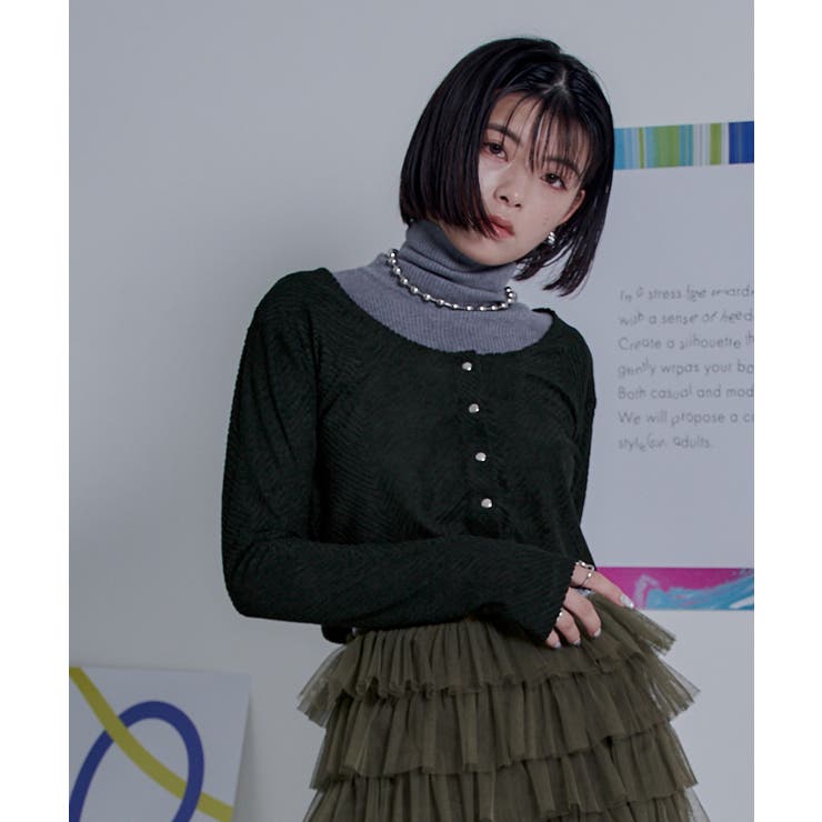 パイルジャガードUネックショートトップス【miette ミエット】 | titivate | 詳細画像6 