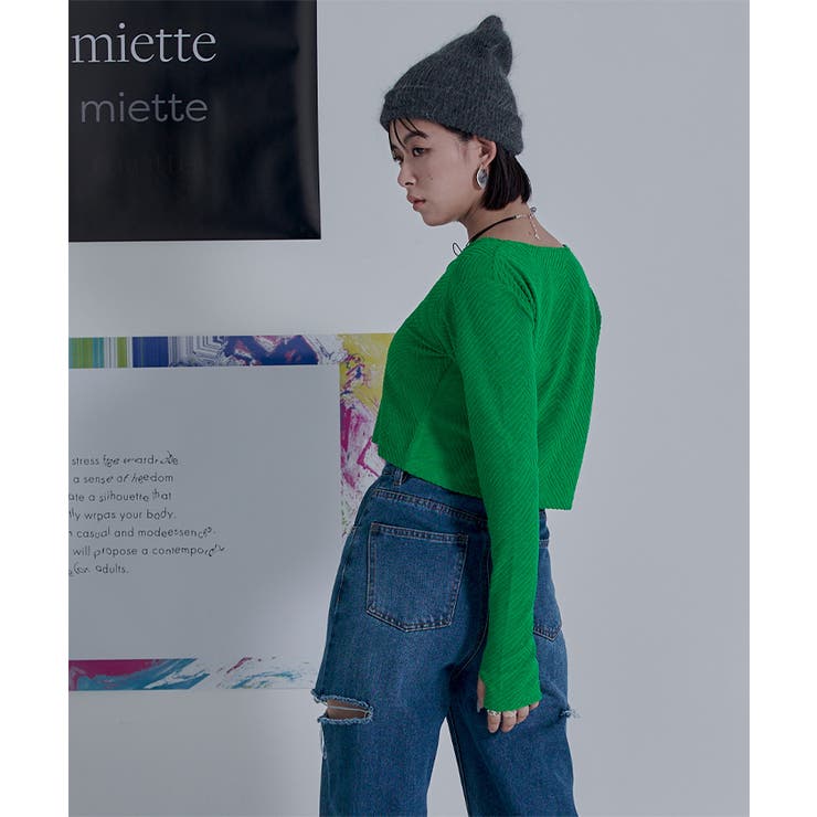 パイルジャガードUネックショートトップス【miette ミエット】 | titivate | 詳細画像10 