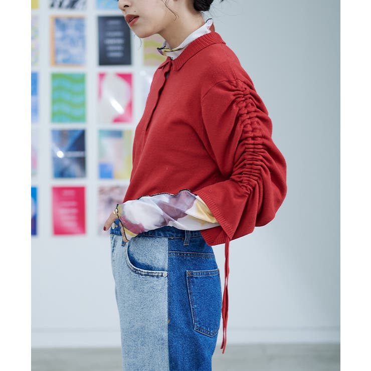 シャーリングスリーブ襟付きニット【miette ミエット】 | titivate | 詳細画像6 