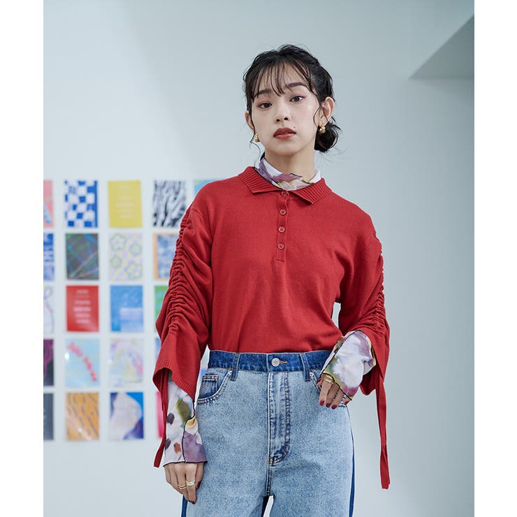 シャーリングスリーブ襟付きニット【miette ミエット】 | titivate | 詳細画像8 