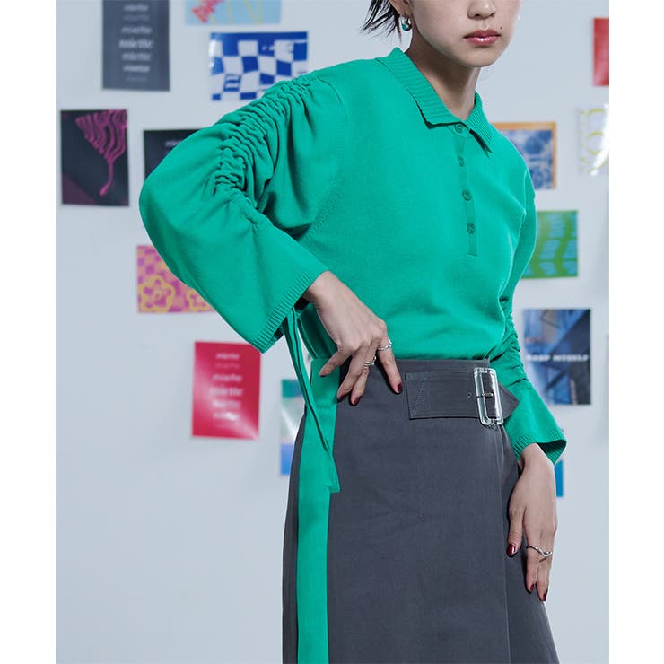 シャーリングスリーブ襟付きニット【miette ミエット】 | titivate | 詳細画像10 