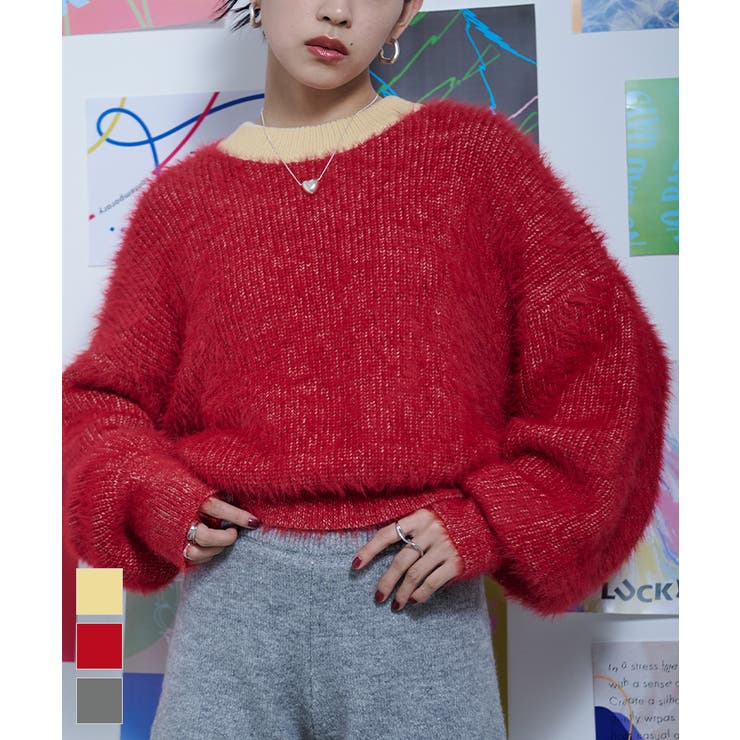 ミックスシャギーボリュームスリーブニット【miette ミエット】 | titivate | 詳細画像1 