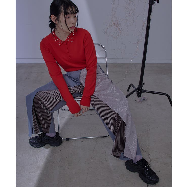 ビジューカラー裾ロゴポロニット【miette ミエット】 | titivate | 詳細画像9 