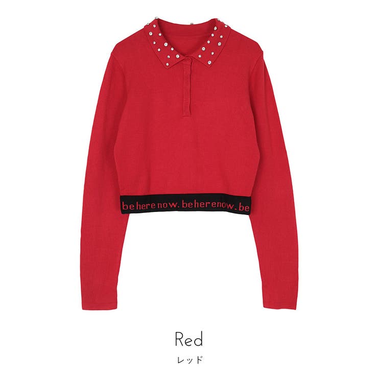 ビジューカラー裾ロゴポロニット【miette ミエット】 | titivate | 詳細画像2 