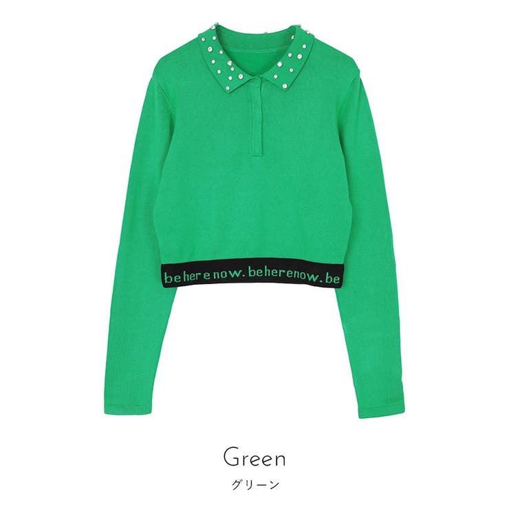 ビジューカラー裾ロゴポロニット【miette ミエット】 | titivate | 詳細画像3 