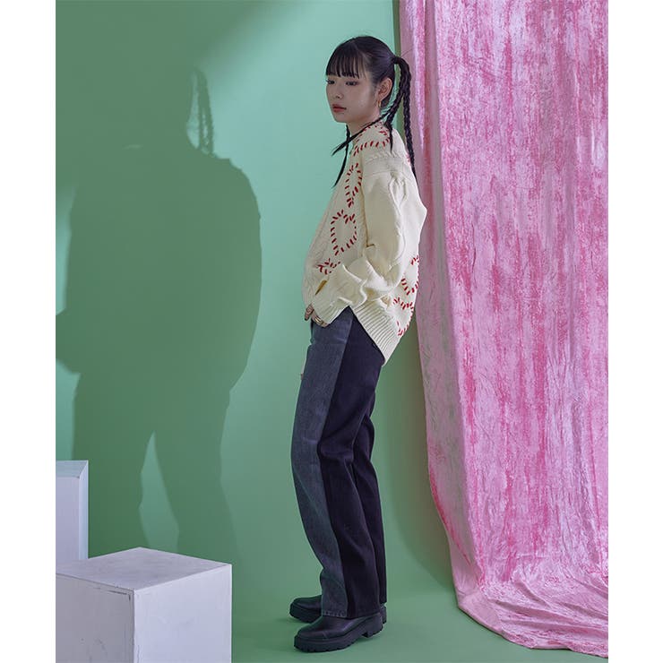 配色ステッチハートケーブルVネックニット【miette ミエット】 | titivate | 詳細画像13 