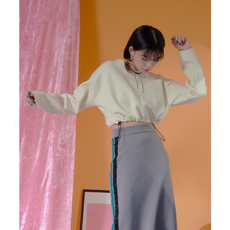 ウェーブネックライン裾ドロストショートニット【miette ミエット】 | titivate | 詳細画像6 