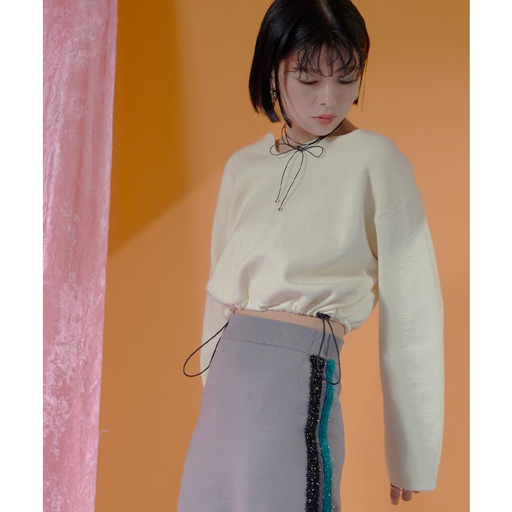 ウェーブネックライン裾ドロストショートニット【miette ミエット】 | titivate | 詳細画像10 