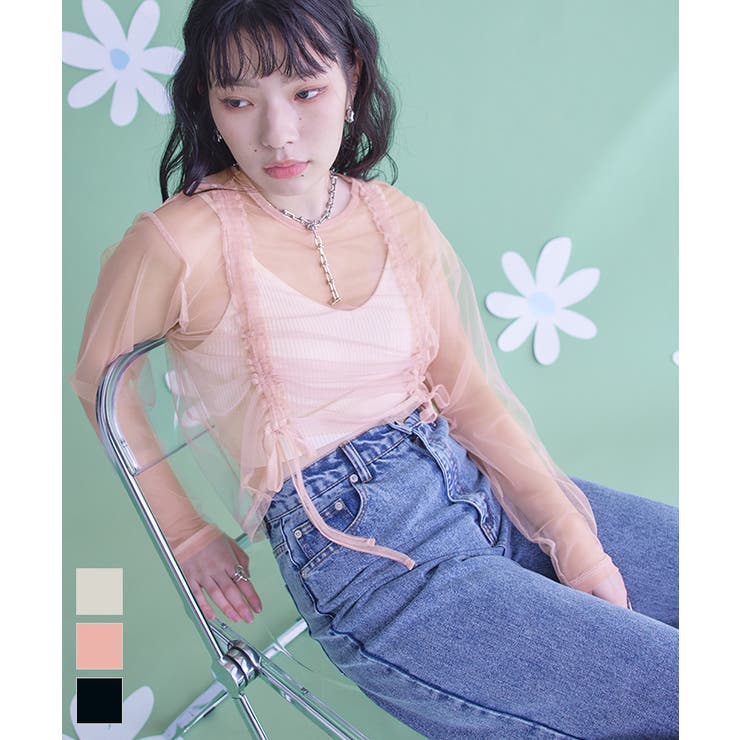 チュールフロントシャーリングトップス【miette ミエット】 | titivate | 詳細画像1 