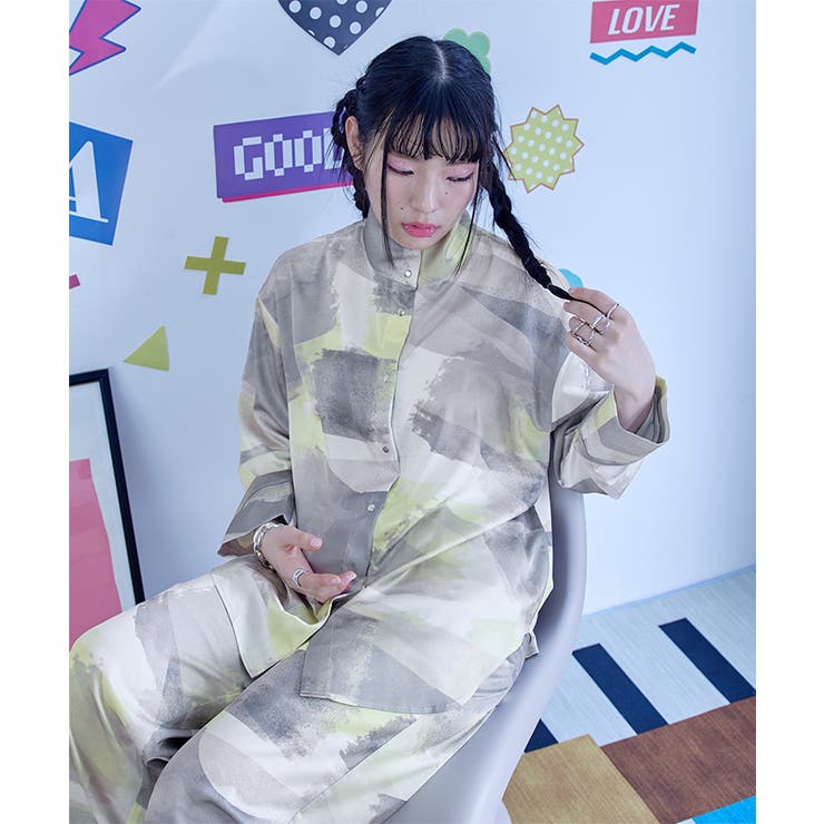 シルバーボタンプリントハイネックシャツ【miette ミエット】 | titivate | 詳細画像12 