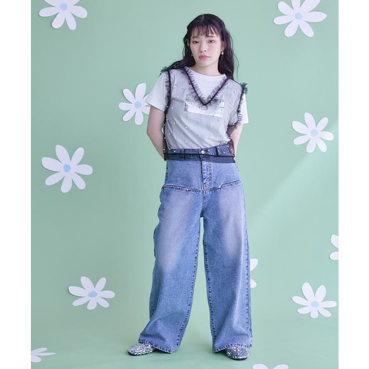 パール付きチュールフリルVネックトップス【miette ミエット】 | titivate | 詳細画像5 