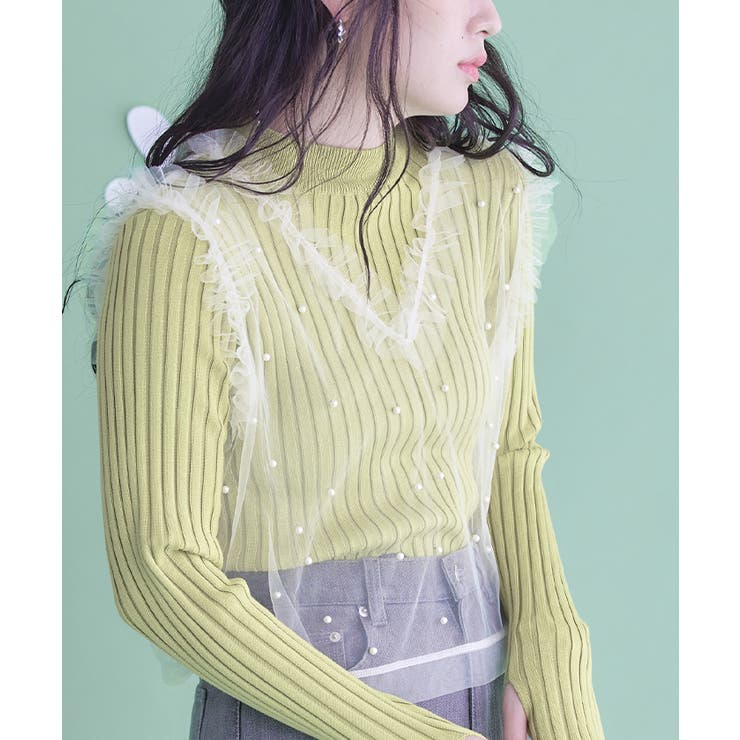 パール付きチュールフリルVネックトップス【miette ミエット】 | titivate | 詳細画像9 