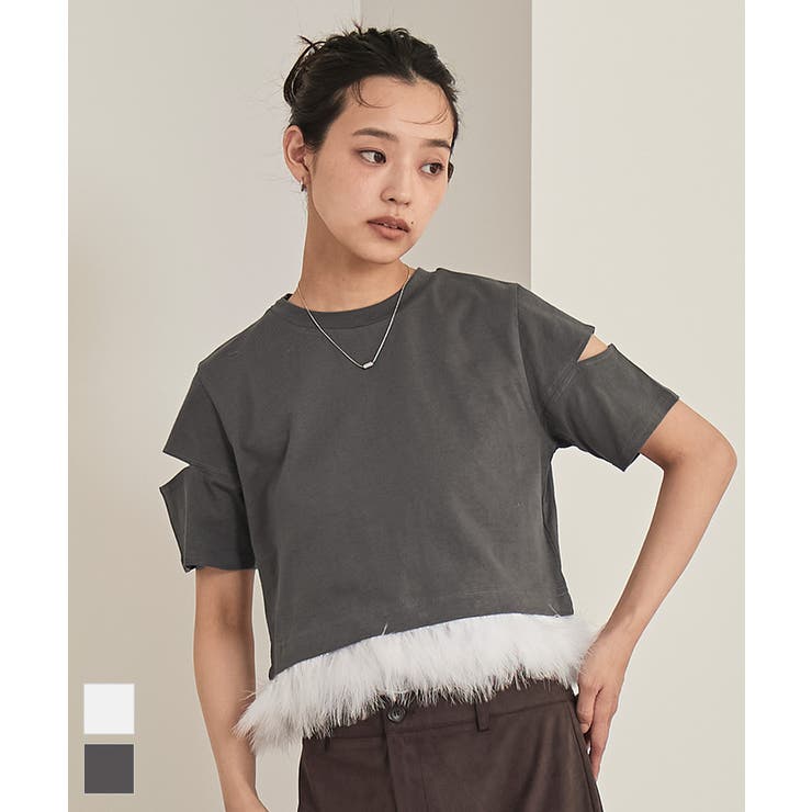 フェザークロップドTシャツ【miette ミエット】 | titivate | 詳細画像1 