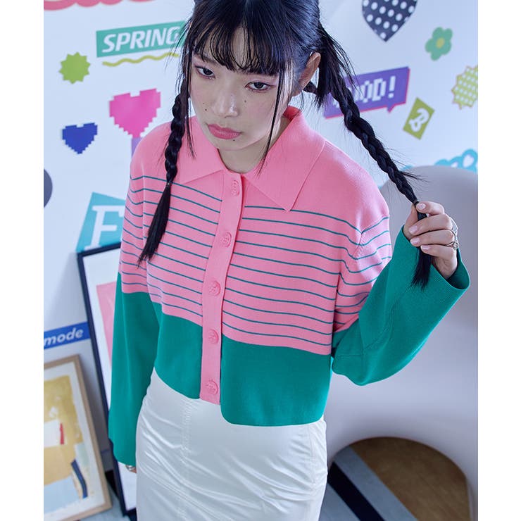 襟付きボーダーニットカーディガン【miette ミエット】 | titivate | 詳細画像10 