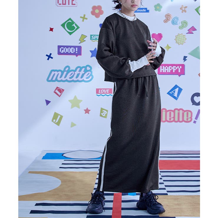 ラメ裏毛配色リブショートプルオーバー【miette ミエット】[品番  