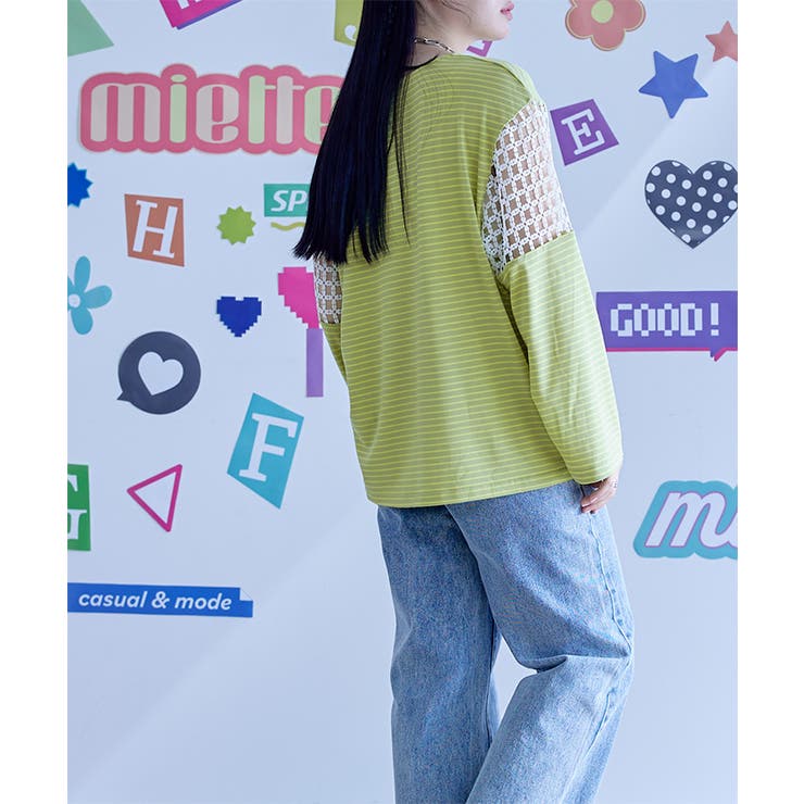 フラワーレース切替ボーダーロンT【miette ミエット】 | titivate | 詳細画像10 