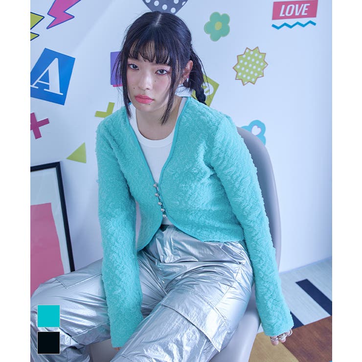 シルバーボタンジャガードカーディガン【miette ミエット】 | titivate | 詳細画像1 