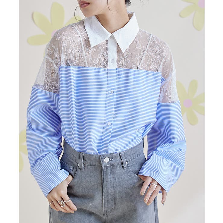 レース切替ボーダーシャツ【miette ミエット】 | titivate | 詳細画像12 