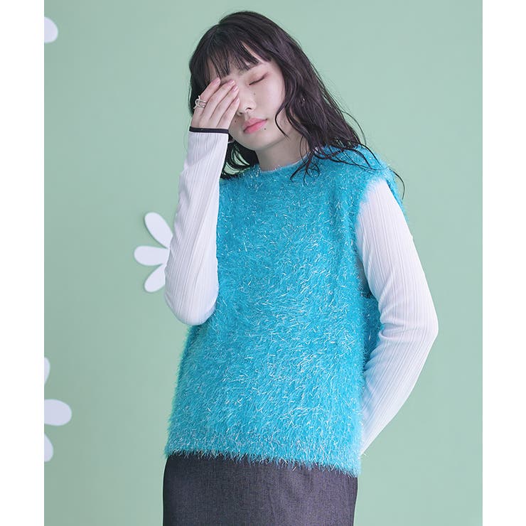 2wayリボンラメシャギーニットベスト【miette ミエット】 | titivate | 詳細画像6 