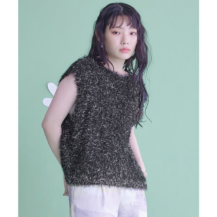 2wayリボンラメシャギーニットベスト【miette ミエット】 | titivate | 詳細画像8 