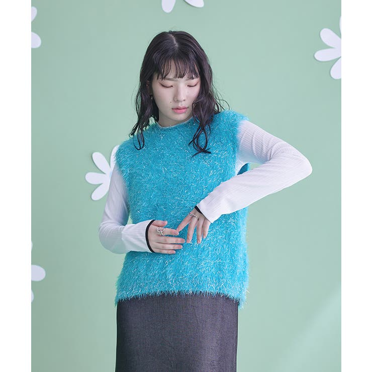 2wayリボンラメシャギーニットベスト【miette ミエット】 | titivate | 詳細画像14 