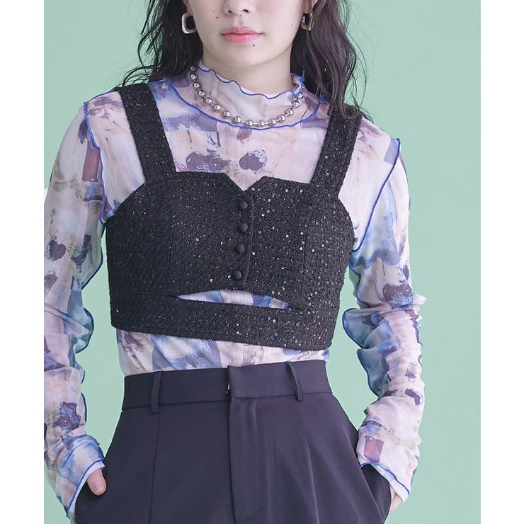 フロントカットスパンコールツイードビスチェ【miette ミエット】 | titivate | 詳細画像5 