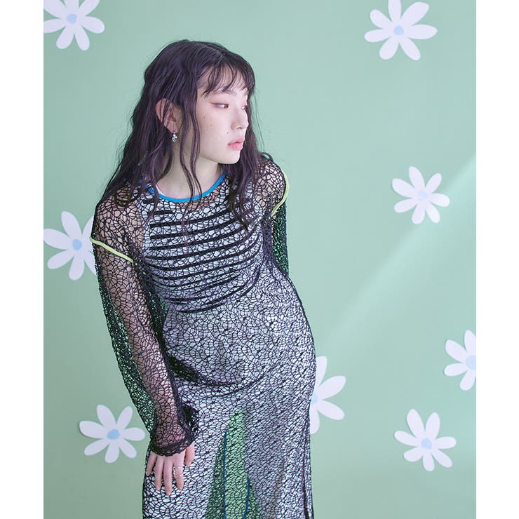 幾何学メッシュワンピース【miette ミエット】 | titivate | 詳細画像9 