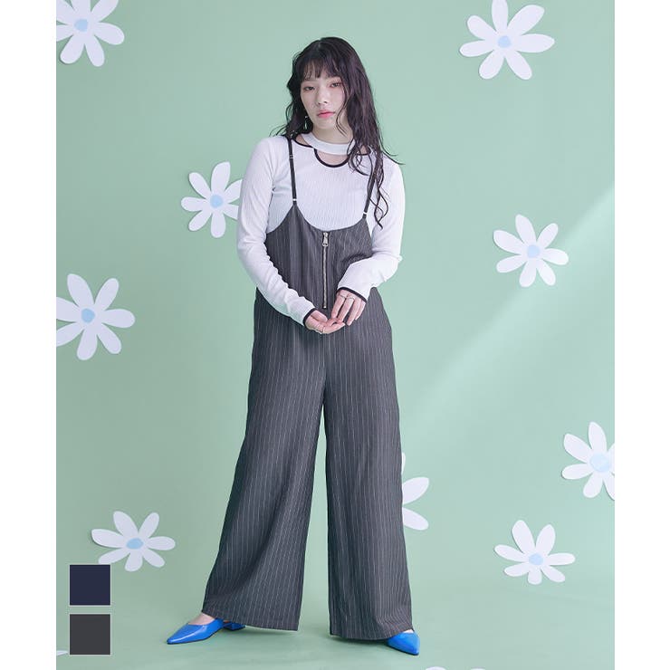 ピンストライプキャミソールオールインワン【miette ミエット】 | titivate | 詳細画像1 