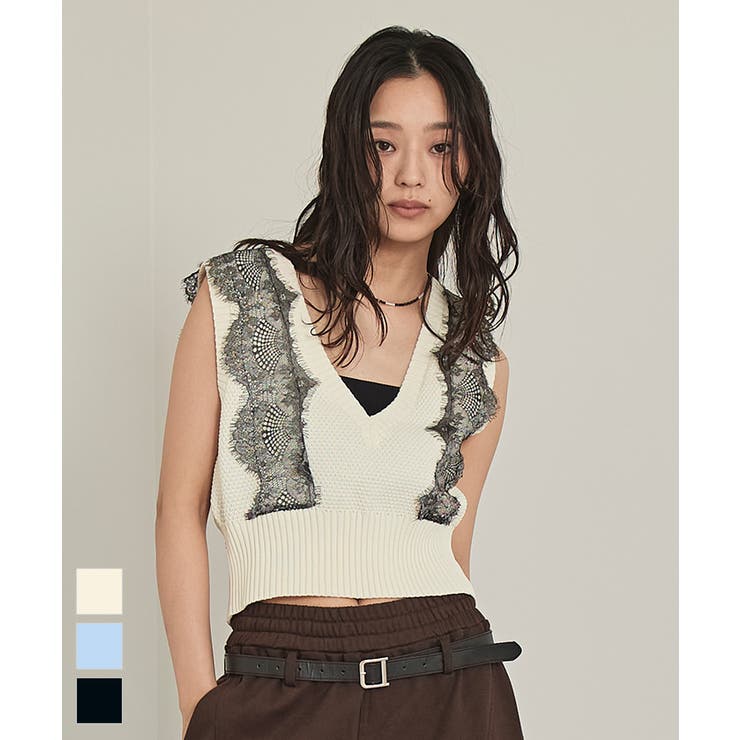 Vネックレースベスト【miette ミエット】 | titivate | 詳細画像1 