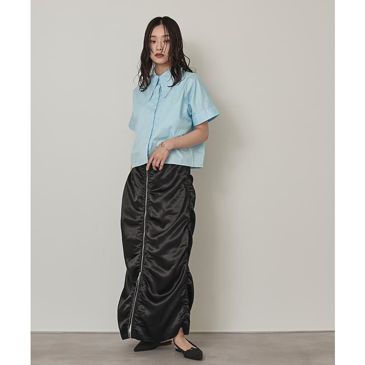 フロントジップシャーリングスカート【miette ミエット】 | titivate | 詳細画像7 