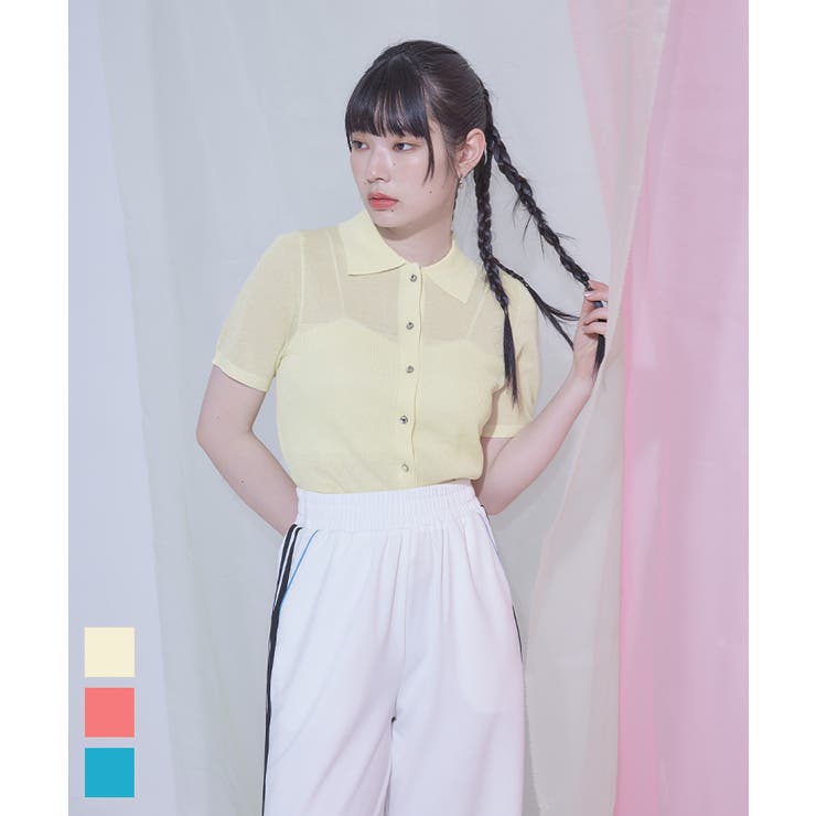 ビジューボタンシアーポロニット【miette ミエット】 | titivate | 詳細画像1 
