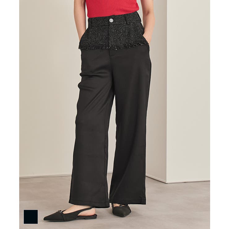 ツイード切替ワイドパンツ【miette ミエット】 | titivate | 詳細画像1 