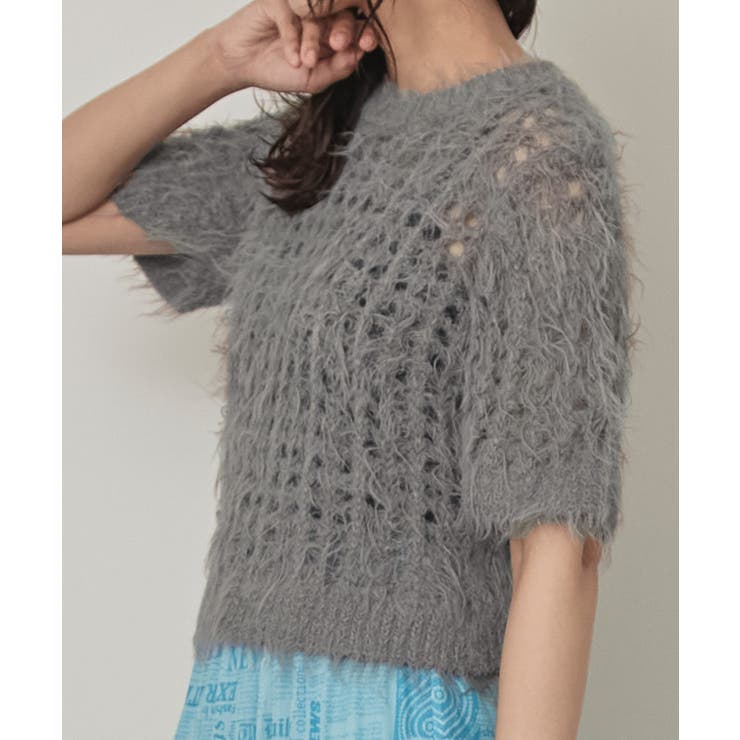 メッシュ編みシャギー半袖トップス【miette ミエット】 | titivate | 詳細画像7 