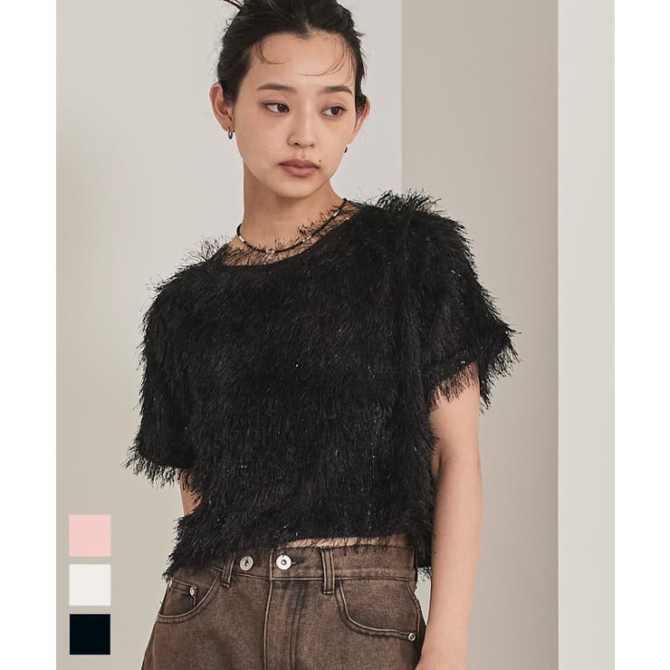 キラキラフリンジ半袖トップス【miette ミエット】 | titivate | 詳細画像1 