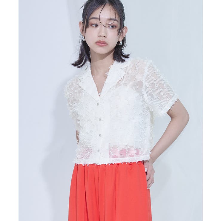 フリンジシアー開襟シャツ【miette ミエット】 | titivate | 詳細画像5 