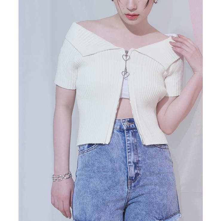 ハートジップオフショルリブトップス【miette ミエット】 | titivate | 詳細画像7 