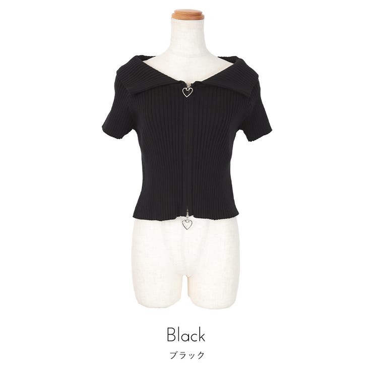 ハートジップオフショルリブトップス【miette ミエット】 | titivate | 詳細画像2 
