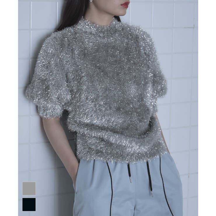 ラメフェザーボリュームニット【miette ミエット】[品番：TV000016771