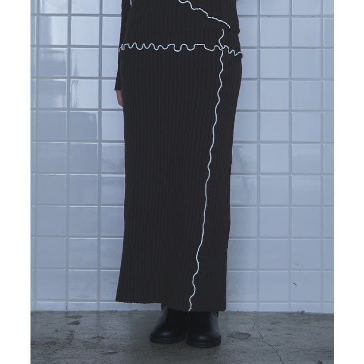 配色メローリブニットタイトスカート【miette ミエット】 | titivate | 詳細画像4 