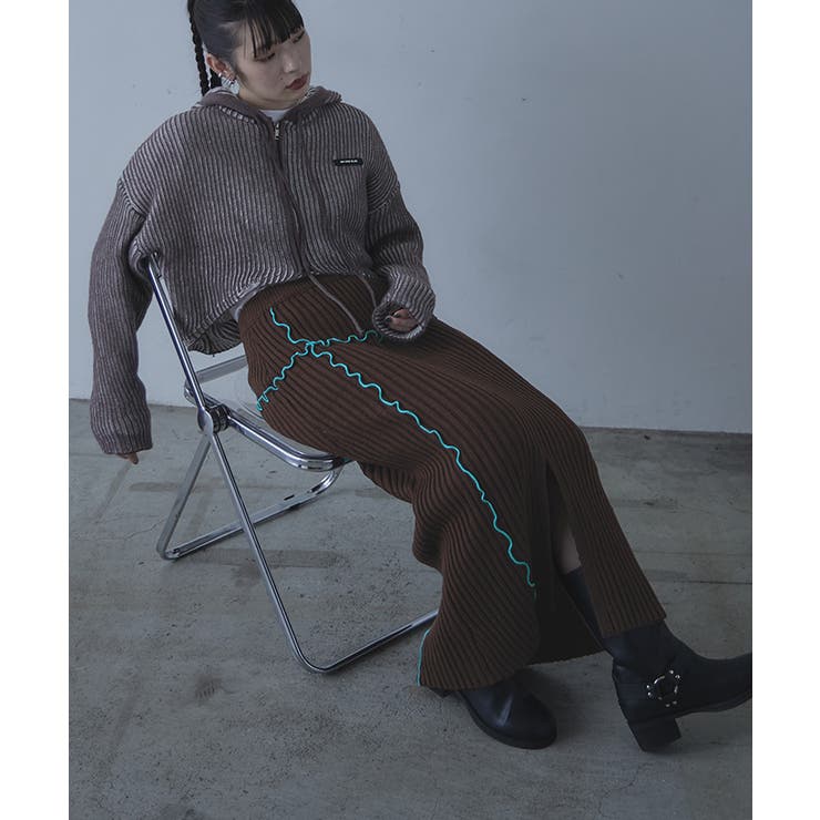 配色メローリブニットタイトスカート【miette ミエット】 | titivate | 詳細画像9 