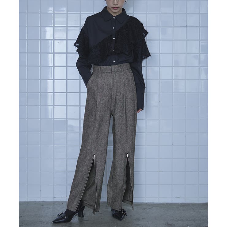 ヘリンボーンジップスリットワイドパンツ【miette ミエット】 | titivate | 詳細画像9 