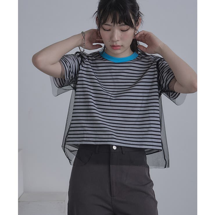 チュールレイヤードボーダーTシャツ【miette ミエット】 | titivate | 詳細画像7 