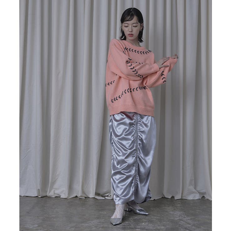 アシンメトリーステッチオーバーサイズニット【miette ミエット】 | titivate | 詳細画像9 