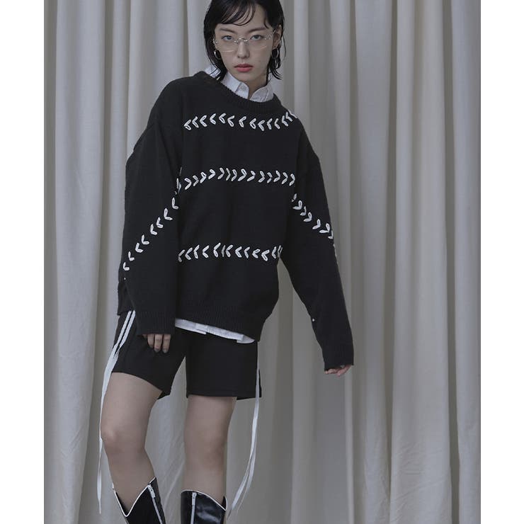 アシンメトリーステッチオーバーサイズニット【miette ミエット】 | titivate | 詳細画像14 