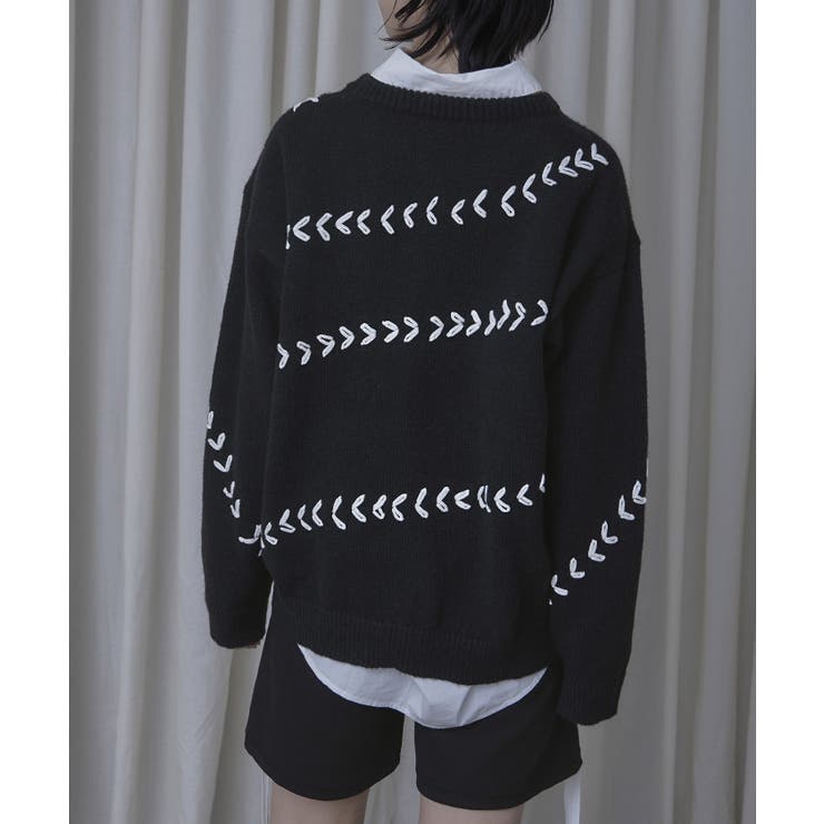 アシンメトリーステッチオーバーサイズニット【miette ミエット】 | titivate | 詳細画像15 