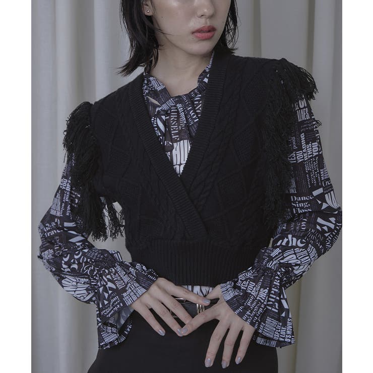 フリンジニットショートベスト【miette ミエット】 | titivate | 詳細画像5 