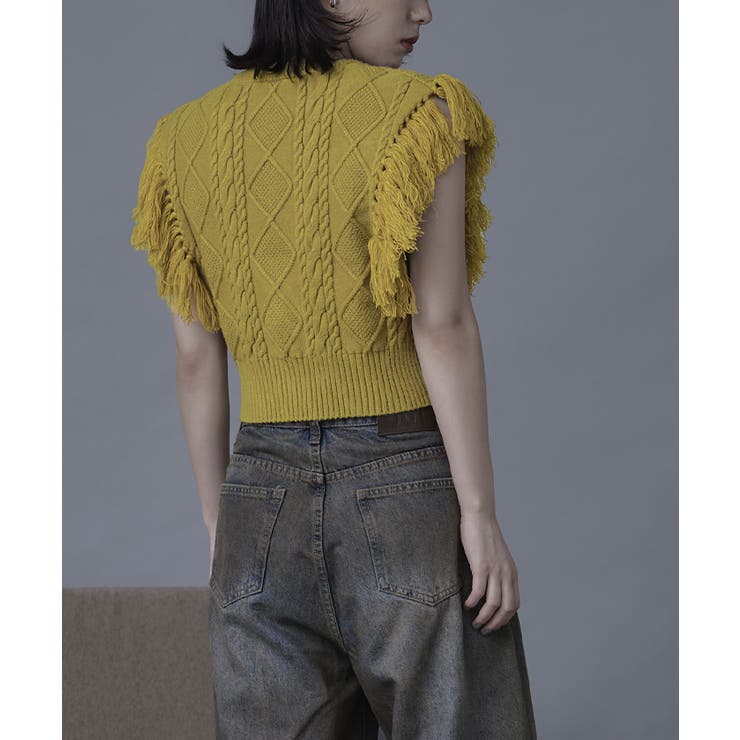 フリンジニットショートベスト【miette ミエット】 | titivate | 詳細画像12 
