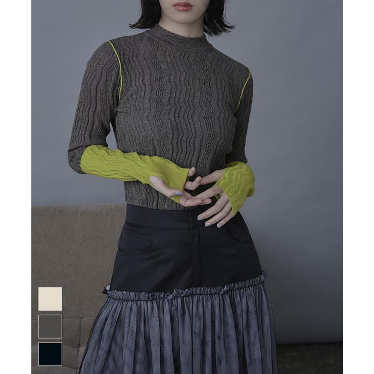 ジグザグリブ配色ニット【miette ミエット】 | titivate | 詳細画像1 