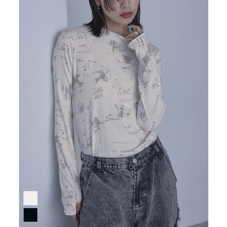 クルーネックプリントリブトップス【miette ミエット】 | titivate | 詳細画像1 