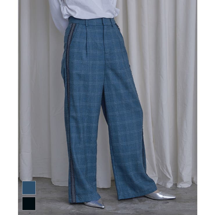 サイドラインチェックワイドパンツ【miette ミエット】 | titivate | 詳細画像1 